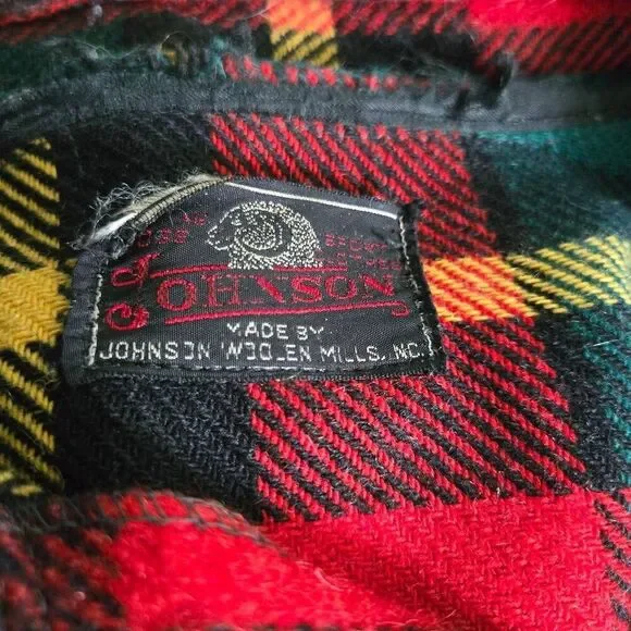 Vintage Johnson Woolen Mills Jacket Mens Tartan Plaid Hunting Wool